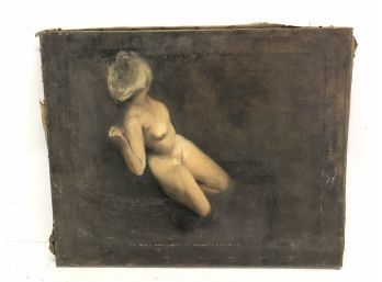 Early 20th Century Ashcan School Female Nude Study Oil On Canvas, Signed On Back - #AR2