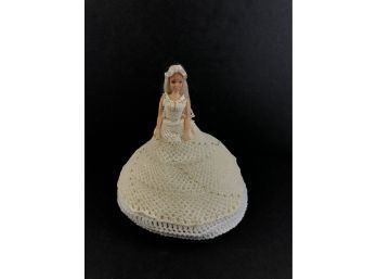 Plastic Doll Figure With Beautiful Crocheted Dress, Measures 13' Tall By 13' Wide - #S1-2