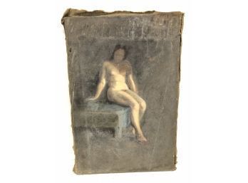 Early 20th Century Ashcan School Seated Female Nude Study Painting, Signed On Back - #AR2