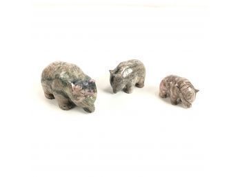 Carved Chinese Rhodite Stone Bears - #C