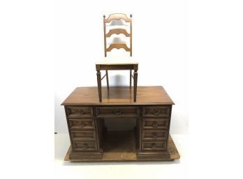 Wood Office Desk & Chair Set - #LR1