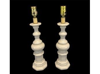 Pair Of Off White Ceramic Table Lamps - WORKS - #RR2