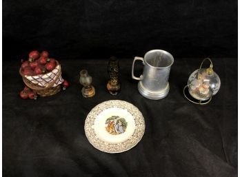 Playboy Mug, Nativity Scene Ornament, Ceramic Basket With Apples, 2 Mini Oil Lamps, Plate - #S1-3