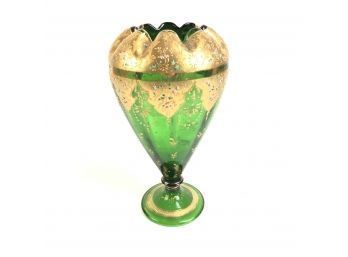 Victorian Art Glass Vase, Hand Painted - #BS