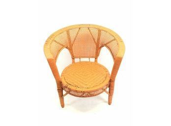 Barrel Shape Orange Rattan Chair - #LR1