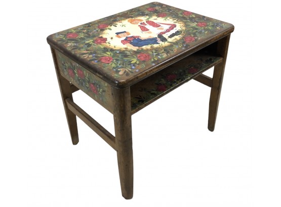 Hand Painted Raggedy Ann & Andy School Desk, Signed Paula - #RR1