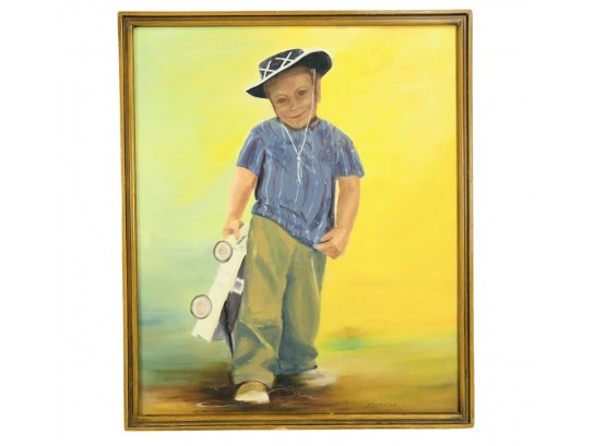 1950s Young American Cowboy Oil On Canvas Board, Signed J. Crocker Laut - #AR2