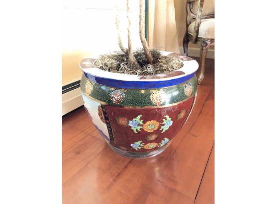 Large Fish Bowl Planter & Potted Plant - PICKUP SATURDAY ONLY IN WURTSBORO, NY
