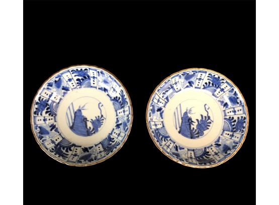 Japanese Imari Edo Period Footed Porcelain Plates - #S12