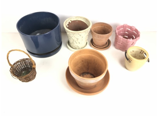 Large Lot Of Ceramic & Terra Cotta Planter Pots, Lee's Pottery & More - #S7-1