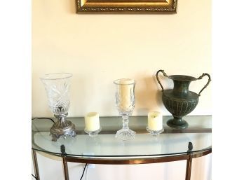 Lot Of Candleholders, Table Lamp & Urn - PICKUP SATURDAY ONLY IN WURTSBORO, NY