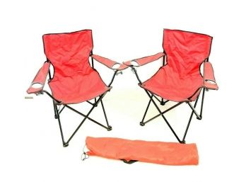 Set Of 2 Red Portable Camp Chairs - #S4-4