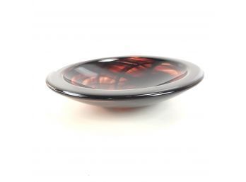 Kosta Boda Red Contrast Art Glass Bowl, Made In Sweden - #BS