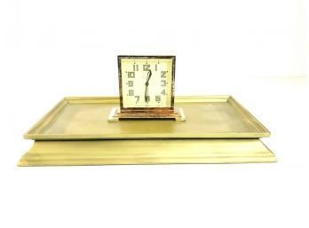 Pottery Barn Gilded Display Stand & Desk Clock (WORKS) - #S3-3