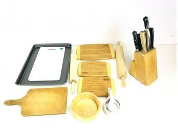 Large Kitchen Lot: Joyce Chen Cutting Boards, Chef's Knives & More - #S3-3