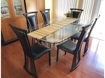 Modern Glass Dining Table & 6 Chairs - PICKUP SATURDAY ONLY IN WURTSBORO, NY