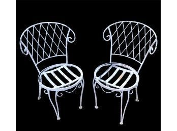 Vintage Wrought Iron Lattice Pattern Outdoor Chairs - #RR1