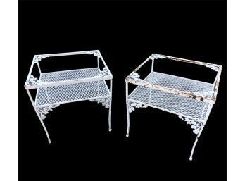 Vintage Wrought Iron Square Side Tables - #RR1
