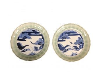 Japanese Arita Celadon Porcelain Plates - #BS