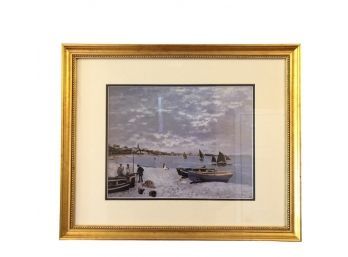 Gilt Framed Sea Harbor Print - PICKUP SATURDAY ONLY IN WURTSBORO, NY