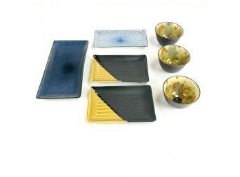 Gabbay Stoneware Sushi Serving Trays & Japanese Rice Bowls - #S6-4