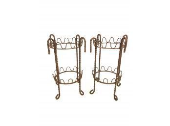 Pair Of Wrought Iron Plant Stands - #RR1