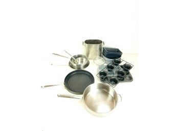 Cookware Lot: All-Clad Frying Pans, Cuisinart, Calphalon, Restoration Hardware - #S9-1