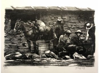 Pencil Signed Hongnian Zhang Lithograph Number 7/60, 'The Tavern' - #AR1