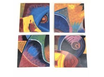 Set Of 4 Abstract Oil On Canvas Paintings - #S8-3