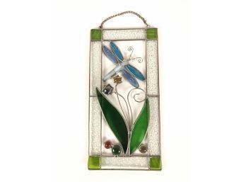 Stained Glass Dragonfly Hanging Wall Panel - #S1-3