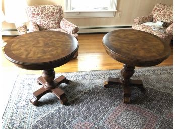 Burled Wood Round Side Tables - MBSR