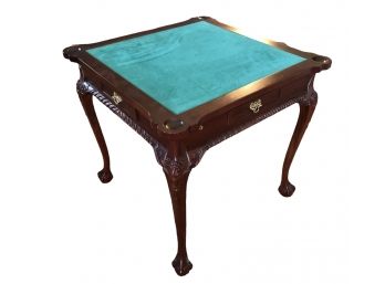 Vintage Carved Mahogany Card Table - D