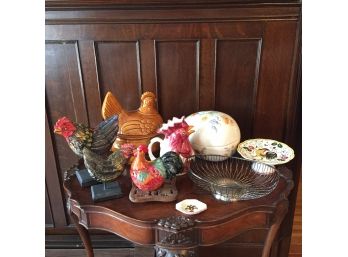 Country Farmhouse Roosters & Chickens, Metal Wire Fruit Basket, Cookie Jars - DR