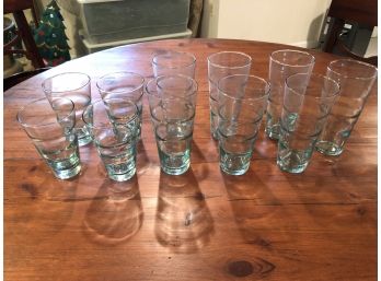 Set Of 11 Aqua Glass Tumblers - BSMT