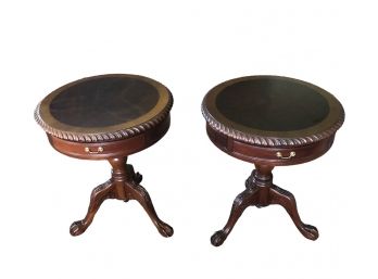 Hancock & Moore Carved Wood Clawfoot Drum Tables - D