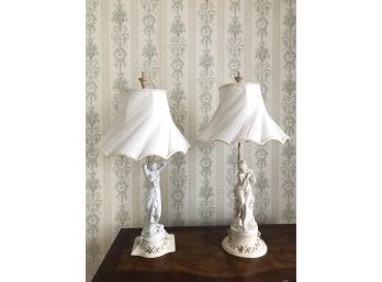 Pair Of White Figural Table Lamps, WORKS - UBR