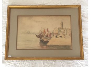 Signed Venice Italy Watercolor Painting - MBR