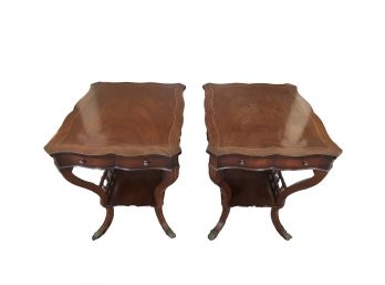 Solid Wood Single Drawer End Tables, Possibly Walnut - LR