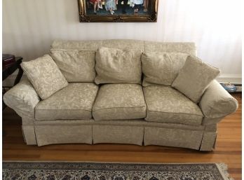 Ivory Damask Three Cushion Sofa - LR