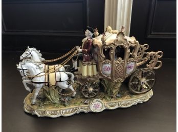 Dresden Porcelain Horse Drawn Carriage, Made In Germany, NO SHIPPING ON THIS ITEM - LR