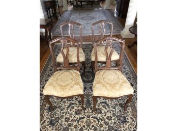 Set Of 4 Carved Wood Side Dining Chairs - LR