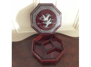 Chinese Octagon Lacquer Box With Mother-Of-Pearl Inlay - LR