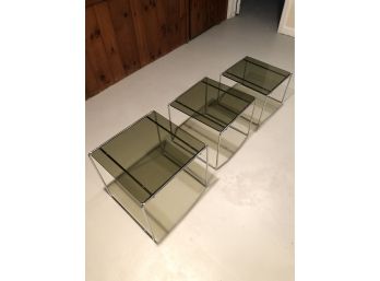 Glass & Chrome Nesting Tables - BSMT