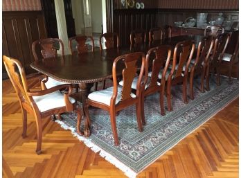 14-Seat Extendable Dining Table Set, Includes 3 Leaves, 2 Arm Chairs & 12 Side Chairs - DR
