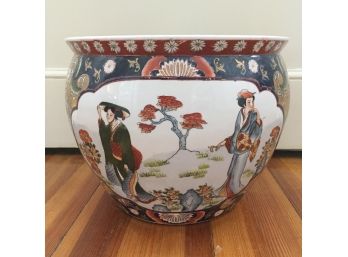 Chinese 12' Porcelain Fish Bowl Planter - HW