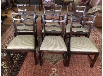Chippendale Style Mahogany Ribbon Back Chairs (4 Side Chairs / 2 Arm Chairs) - D