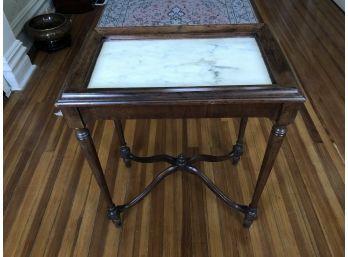 White Marble Top Accent Table - HW