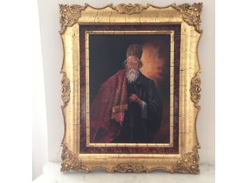 Signed Persian Portrait, Oil On Canvas Painting, Gilded Frame - LR