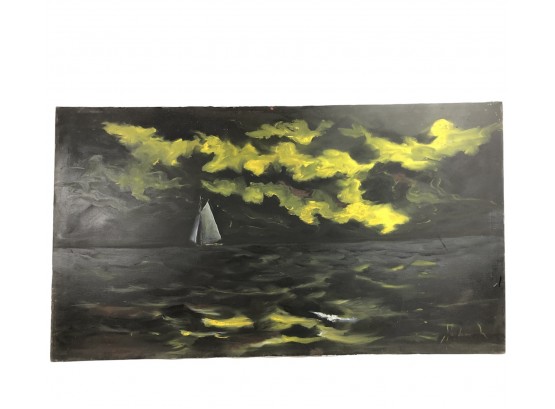 Signed Joseph Splendora Seascape Oil On Canvas Painting - #AR1
