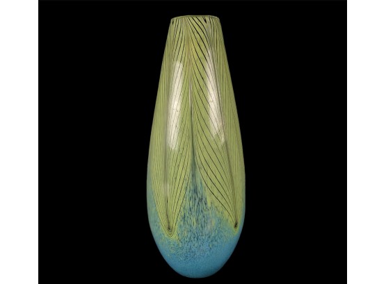 Cristalleria Ann Primrose Pulled Feather Murano Art Glass Vase - #BS